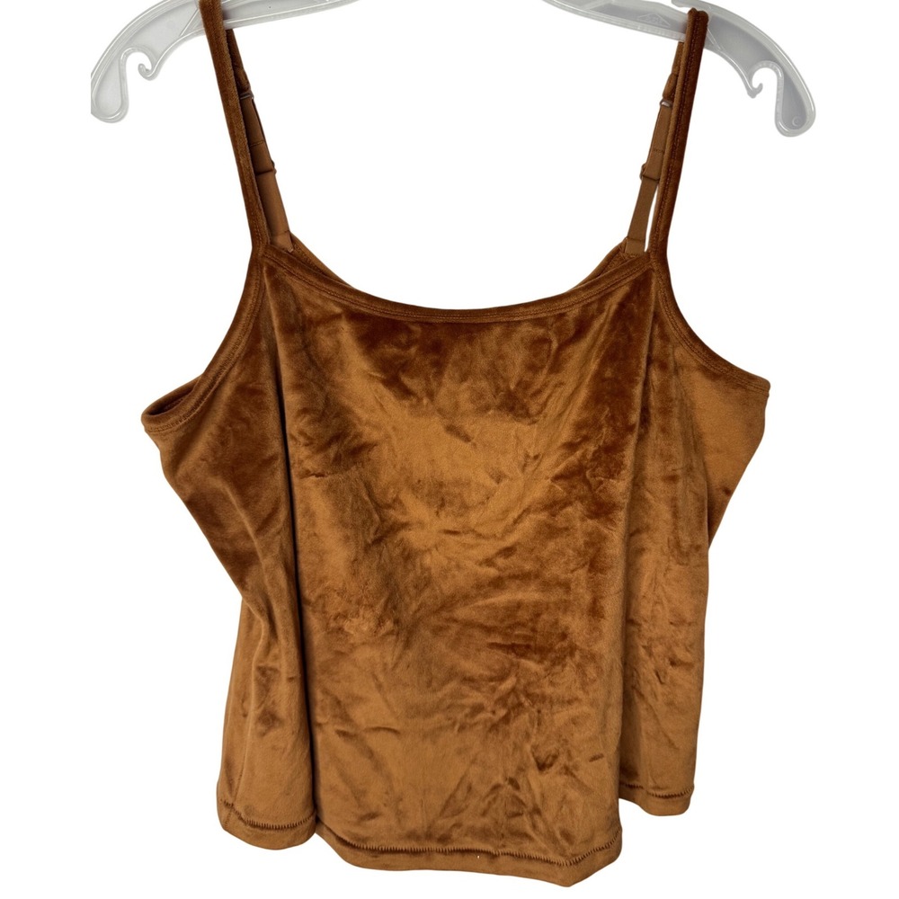 Skims Cognac Brown Velvet Camisole Top Plus Size 4XL Adjustable Straps